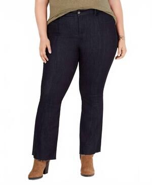 NEW YSJ women's plus size bootcut raw hem jeans in rinse